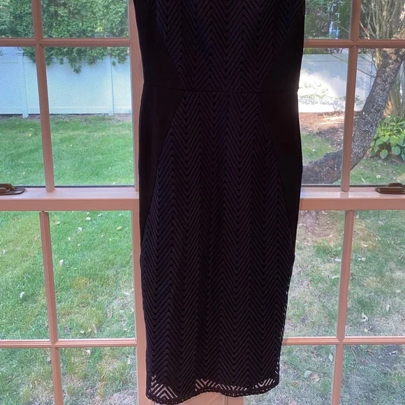 Anthropologie black and navy body con midi length dress - Picture 3 of 3